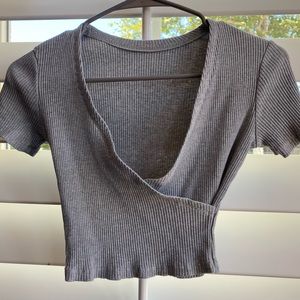 Dark Grey Knit Crop Top